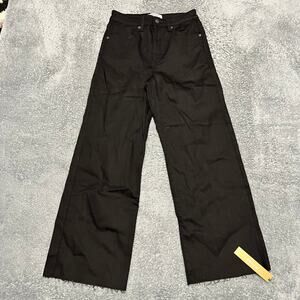 Reformation Emma High Rise Wide Leg Jeans Womens 28 Black Denim Raw Hem